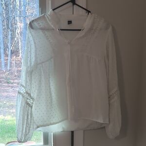 SHEIN White Lace Detail Blouse